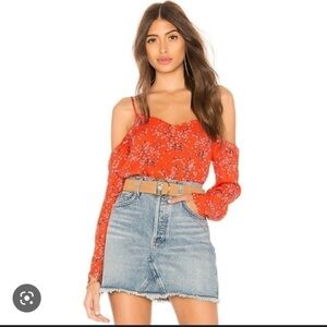 LINE & DOT | cold shoulder ditzy floral blouse, size XS